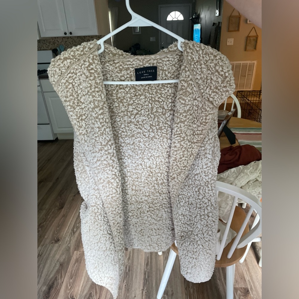 Warm fluffy winter or fall long vest